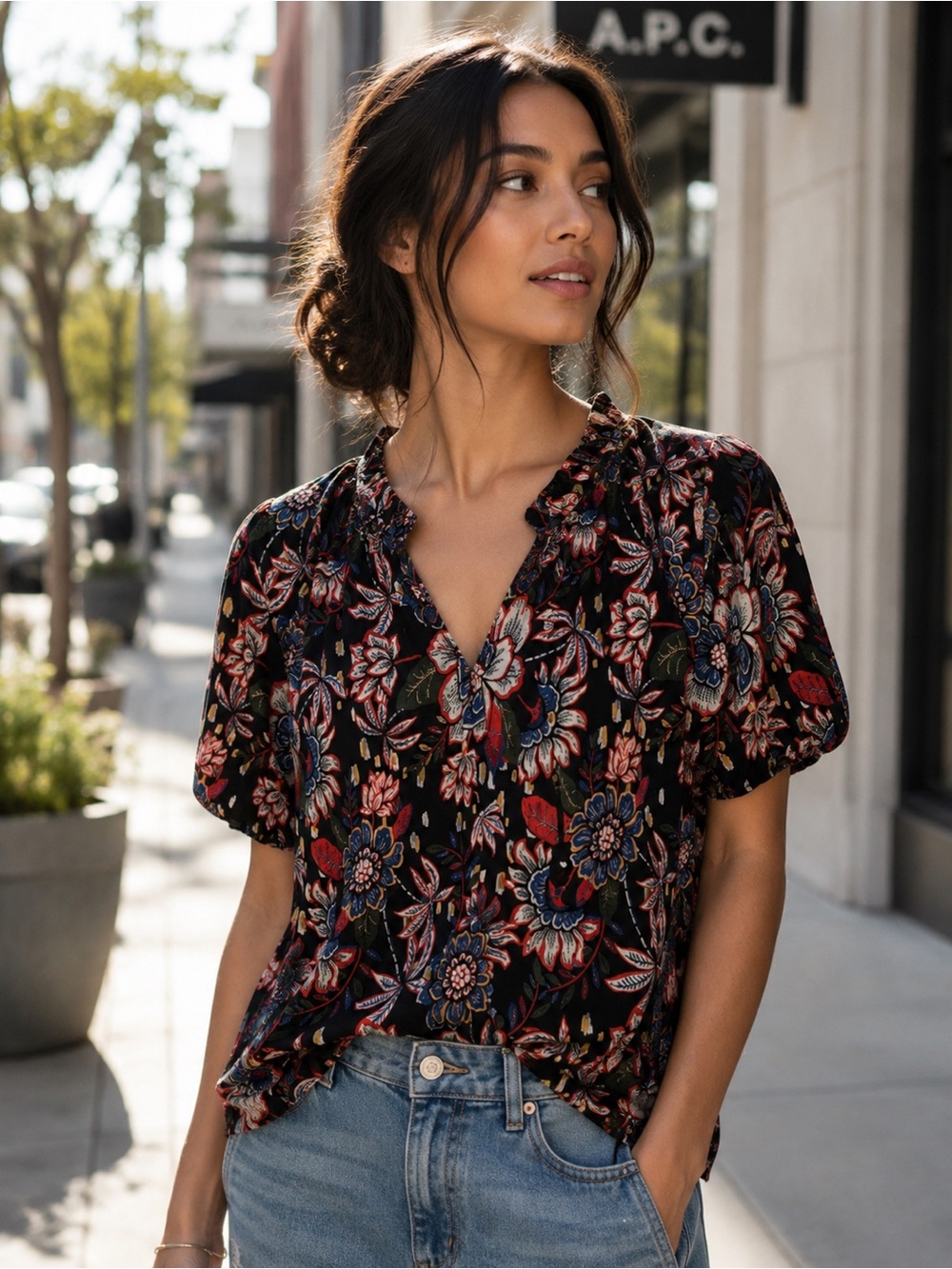 Anthem The Label Floral Peasant Blouse | Medium